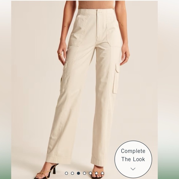 Abercrombie & Fitch Relaxed Cargo Pants 14 32 mid plus cream khaki Y2K utility - Picture 1 of 11